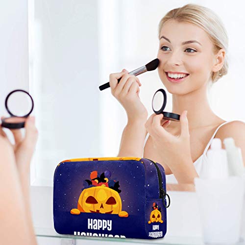Levas Happy Halloween Smile Face Pumplin Pequeno bolsa de maquiagem Bolsa para Bolsa de Viagem de Viagem de Purse Bag portátil