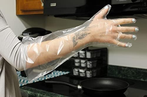 Kleen Chef Manipulação de alimentos descartáveis ​​Luvas de poli do cotovelo | O tamanho é mais