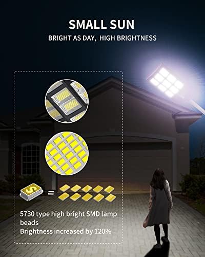 Luzes da rua solar OKPro ao ar livre - Luzes de estacionamento solares de 1000W, luzes de resistência LED 7000K, anoitecer para amanhecer,