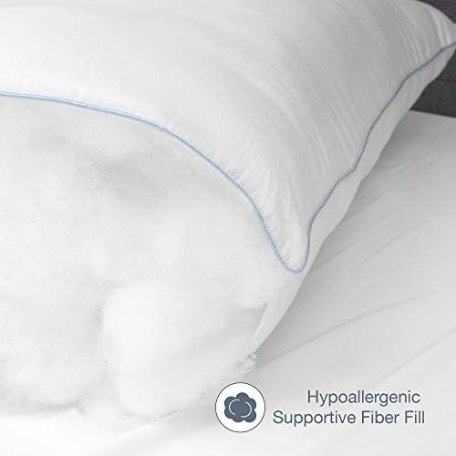 Travesseiro de cama de fibra de posição sensorédica com tampa de algodão, padrão/rainha, branco
