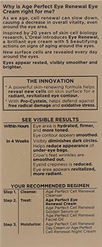 L'Oréal Paris Age Perfeito ocular renovação anti -envelhecimento Creme para os olhos com antioxidante. Reduza sacos,