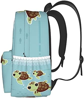 Kiuloam Backpack de 17 polegadas Cartoon azul Baby Tartarugas marinhas laptop Backpack Bag School Bookbag Casual Daypack