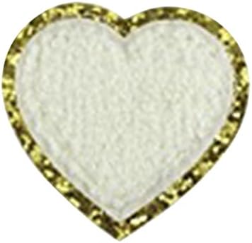 Adesivos de garrafa de água do carro amor bordado patch bordado dourado borda mix cor corações de corações decorar patch para chapéus