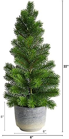 22in. Árvore artificial de pinheiro de Natal em plantador decorativo