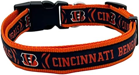 NFL Pet Collar Cincinnati Bengals Dog Collar, grande colarinho de time de futebol para cães e gatos. Um colarinho de gato brilhante