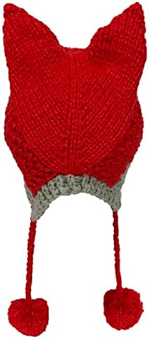 SUNONE11 FOX Ears Beanie Winter Warm Handmade Knitting Caps Pompom Caps Patchwork Capacete de crochê