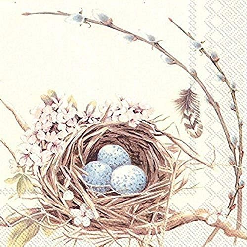 Boston International 20 Count 3-Bly Paper Cocktail Guardy, Birds Nest With Eggs