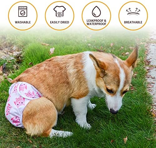 Fraldas de cães laváveis ​​dfengdf, fraldas de cachorrinhos duráveis ​​reutilizáveis ​​para cães masculinos e femininos, fraldas