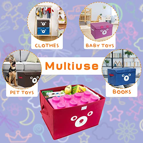 Katabird Toy Storage Box para crianças e bebês - lixeira de organizador dobrável rosa para meninas com tampa de flip - cestas