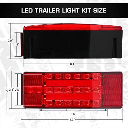LinkItom New Submersible LED Trailer Light Kit, Super Bright Stop Turn Turn Licition Lights para Camper Truck RV Boat Bakmobile