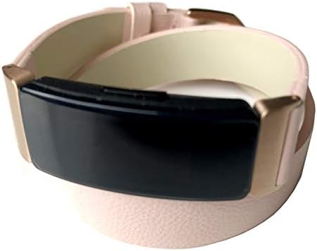 Nickston Pink Double Wrap Leather Band compatível com Fitbit Inspire e Inspire HR Fitness Tracker duas vezes em torno da