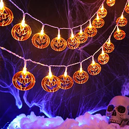 Zow Zow Halloween String Lights Operou a bateria de 24 pés-60leds, 3packs com abóbora laranja, mão de fantasma colorida