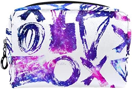Saco de maquiagem pequeno, organizador cosmético da bolsa com zíper para mulheres e meninas, Galaxy Purple Universe Xoxo