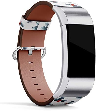 Banda de couro Q-Beans Compatível com Fitbit Charge 2, pulseira de pulseira de reposição Pulseira e adaptadores // folha