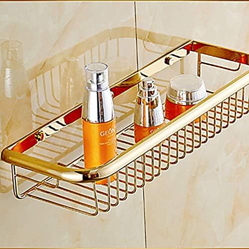 Prateleira de banheiro jf-xuan linda e moderna banheiro dourado deslizamento de rede retangular de bronze prateleira de
