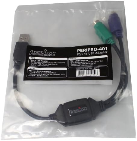 Peripro -401 ps2 para adaptador USB para teclado e mouse - controlador USB integrado - preto