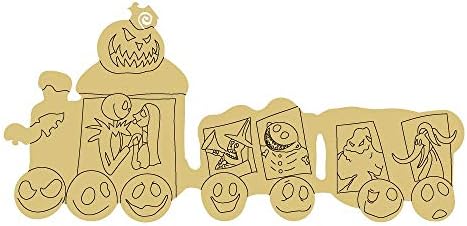 Design de trem de Halloween por linhas Cutout inacabado cabide de porta de madeira decoração de halloween festas de férias mdf forma