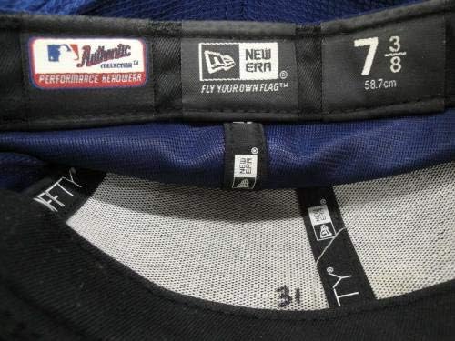 31 Dodgers Game Usado MLB Baseball Cap Hat 7 3/8 mostra Uso pesado - Chapéus MLB usados ​​para jogo MLB