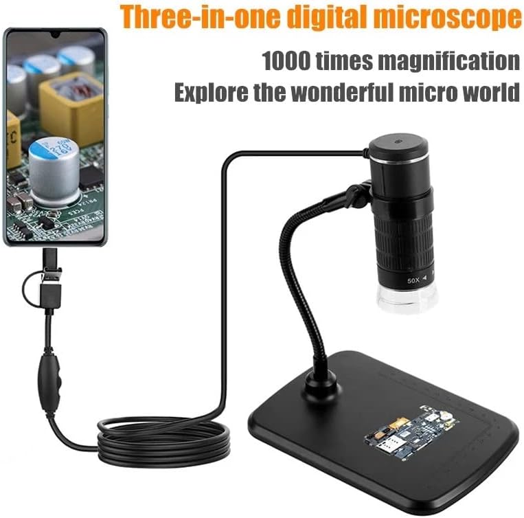CZDYUF 1000X Microscópio digital 1080p Microscópio de alta definição Vídeo da câmera do telefone inteligente para exibição