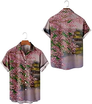 XXBR 2023 Camisa masculina Turndown Coconut Tree Print Aloha Camisa Street Botão de manga curta