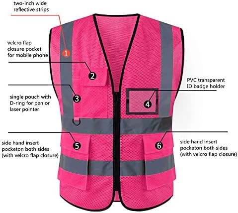 Tydon Guardian Reflexive Safety colete para homens homens de alta visibilidade de segurança com bolsos Frente de zíper