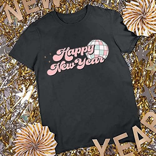 XIPCOKM feminino tshirts garotas fofas feliz ano novo camisetas camisetas macias de mangas curtas confortáveis