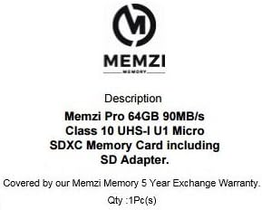 MEMZI PRO 64GB CLASS 10 90MB/S MICRO SDXC CARTÃO de memória com adaptador SD para câmeras digitais da série Samsung NX