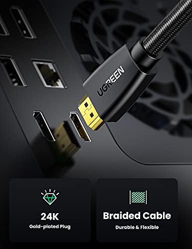 UGREEN 4K CABO HDMI 6 pés, 18 Gbps Cordão HDMI 2.0 com Ethernet, suporte 4K 60Hz 2160p 1080p 3D ARC Compatível com UHD TV Monitor