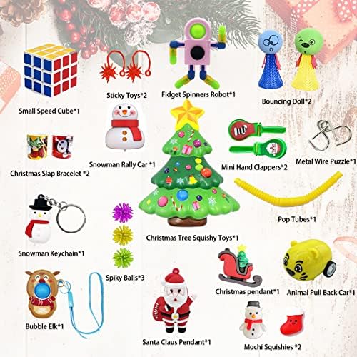 Calendário do Advento 2022 Meninos, Fidget 24 Days Christmas Countdown Calendário Surpreende brinquedos sensoriais Caixa