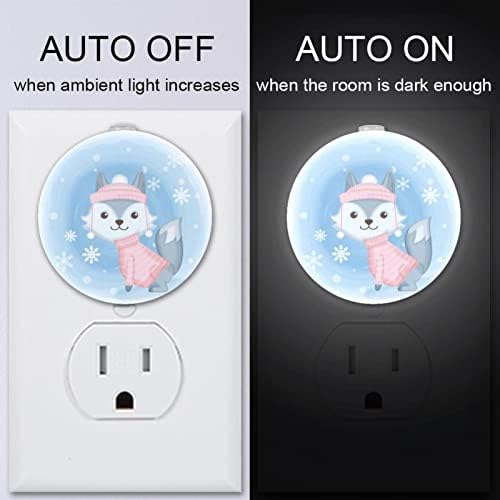2 Pack Plug-in Nightlight LED Night Light Fox fox com floco de neve com sensor de anoto