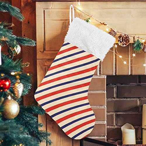 Pimilagu listras patrióticas meias de Natal 1 pacote 17,7 , meias penduradas para decoração de Natal