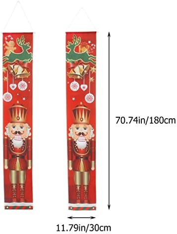 Sdfgh 1 par de bandeiras de porta de natal dísticos de padrões de nozes pendurados decorações de portas penduradas