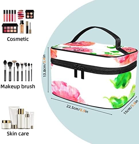 Saco de maquiagem pequeno, organizador cosmético da bolsa com zíper para mulheres e meninas, pintura a aquarela