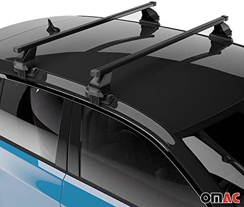OMAC Smooth Rack Rack Cross Barra para Toyota Yaris Hatchback 2009-2018 preto, transportadora de bagagem, 110 libras Carga de alumínio