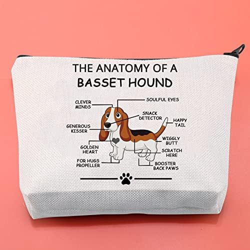 LEVLO Funny Basset Hound Dog Lovers Presente a anatomia de um Basset Hound Cosmetic Bags Basset Hound Veterinar