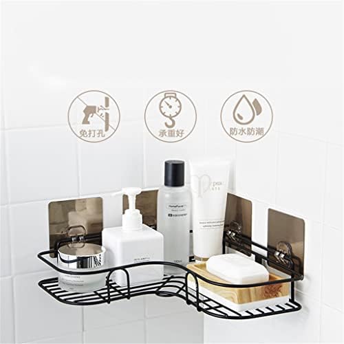 ZLXDP Prave de ferro forjado Banheiro Banheiro chuveiro de banheiro rack de shampoo de parede com copo de sucção para