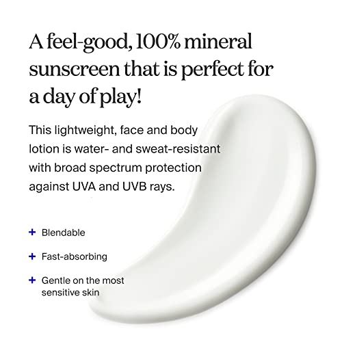 Supergoop! João de loção mineral - 1 fl oz - Broad Spectrum SPF 50 Protetor solar para rosto e corpo - leve, absorção