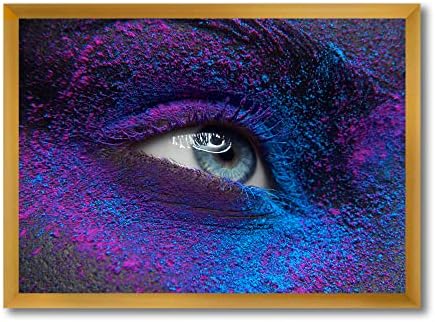 Designq olho feminino com pigmentos de poeira de tinta seca no rosto Arte da parede emoldurada moderna