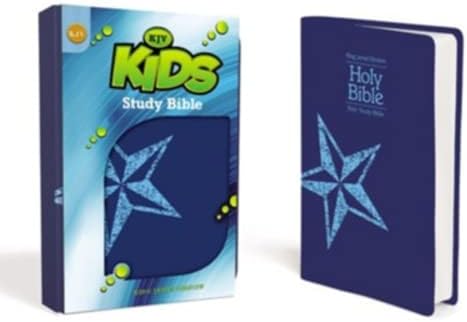 Texto personalizado personalizado do seu nome KJV KIDS ESTUDO Bíblia Blue Leathersoft Presente personalizado para batismos