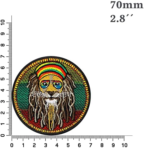 Patch reggae leão dreadlock patch bordado reggae leão | Rastafari Imagem Lion com óculos de sol Cabeça de leão Jamaica Rastafari