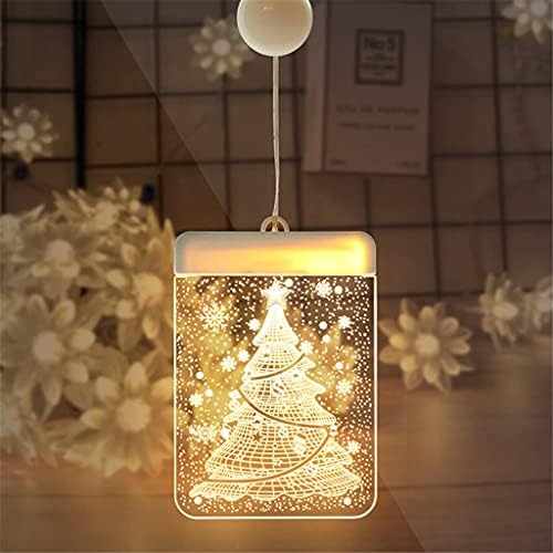 Ganfanren 5pcs/ conjunto Luzes de decoração de Natal LED BELL BELL Snowflake String 3D Acrílico pendurado na casa da janela lâmpada