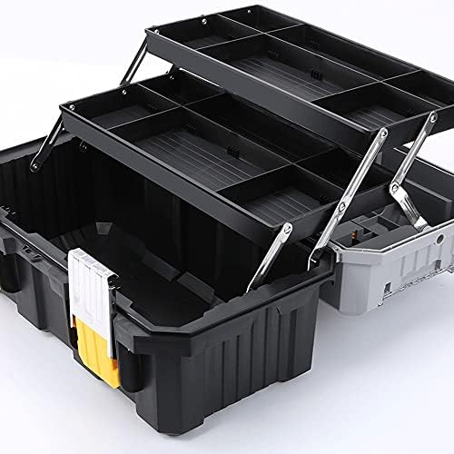 Caixa de ferramentas dobrável de três camadas Lkyboa, caixa de armazenamento de hardware multifuncional, caixa de ferramentas
