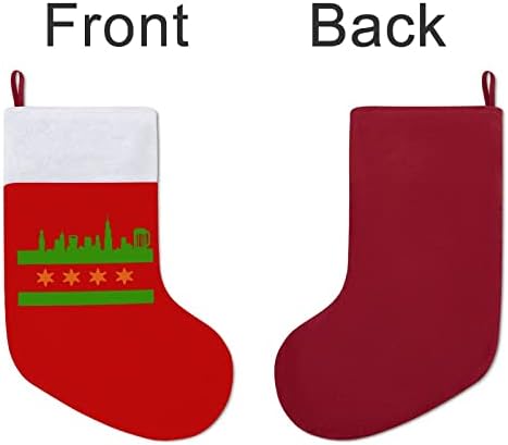 Skyline de bandeira de Chicago bebidas meias de natal Red Velvet com bolsa de doces branca Decorações de Natal e acessórios para