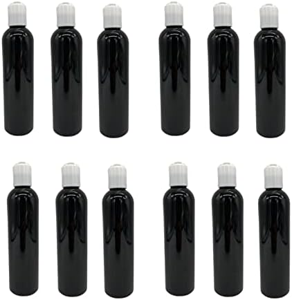 Garrafas de plástico preto de 8 oz Cosmo -12 Pacote de garrafa vazia Recarregável - BPA Free - Óleos essenciais - Aromaterapia