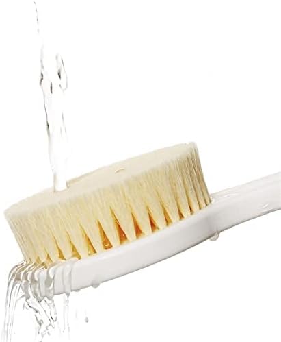 Escova de chuveiro mabek para escova de banho corporal com alça longa e cabelos macios, escova de fricção nas costas, artefato