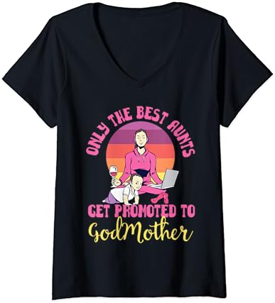 Apenas as mulheres as melhores tias são promovidas para a madrinha de camiseta em videira em V