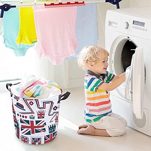 UK Design Elements Laundry Horper Storage Bin Binkets com alças de transporte fáceis para brinquedos de roupas Organizador