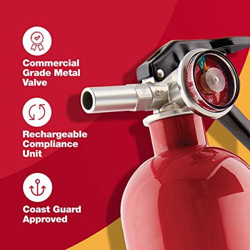 Serenelife Flamebuster com suporte de montagem, extintor de incêndio automático e portátil Extintor de bola de incêndio e primeiro alerta Home1 Extintor de incêndio em casa recarregável 1 Classificação 1-a: 10-B: C, Red