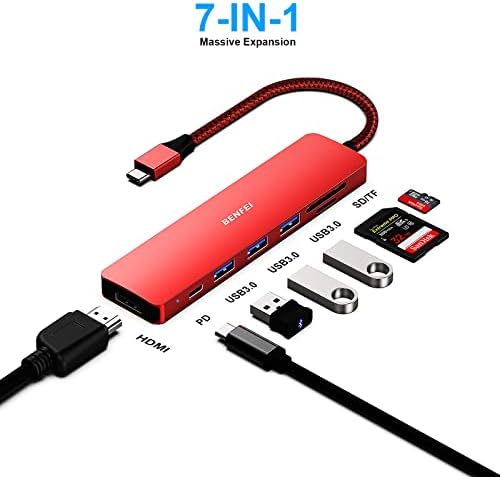 Benfei USB C Hub, 4K HDMI, SD e Micro SD Card Reader, 3 USB 3.0, entrega de energia USB Type-C, compatível com MacBook Pro 2022/2021/2019,
