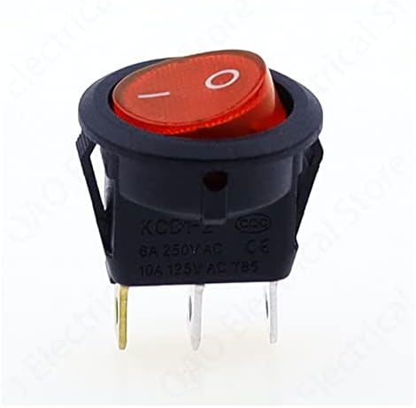 Interruptor de botão de push sturey 5pcs luz vermelha spst redond rocker interruptor 220V 12V